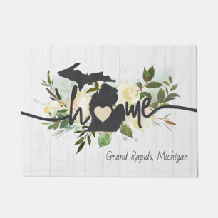 Michigan State Personalised Your Home City Rustic Doormat