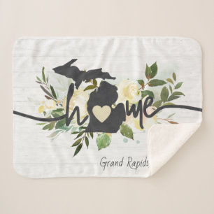 Michigan State Personalised Your Home City Rustic Sherpa Blanket