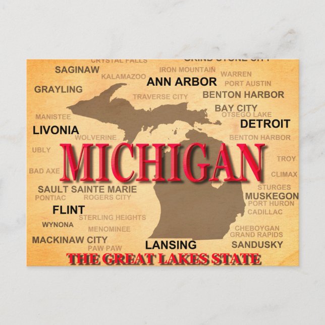 Michigan State Pride Map Silhouette Postcard (Front)