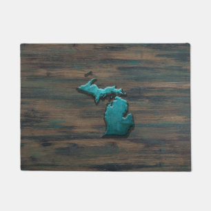 Michigan State Shape Teal Doormat