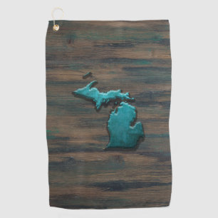 Michigan State Shape Teal Golf Towel