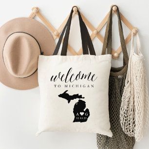 Michigan State Silhouette Wedding Welcome Tote Bag