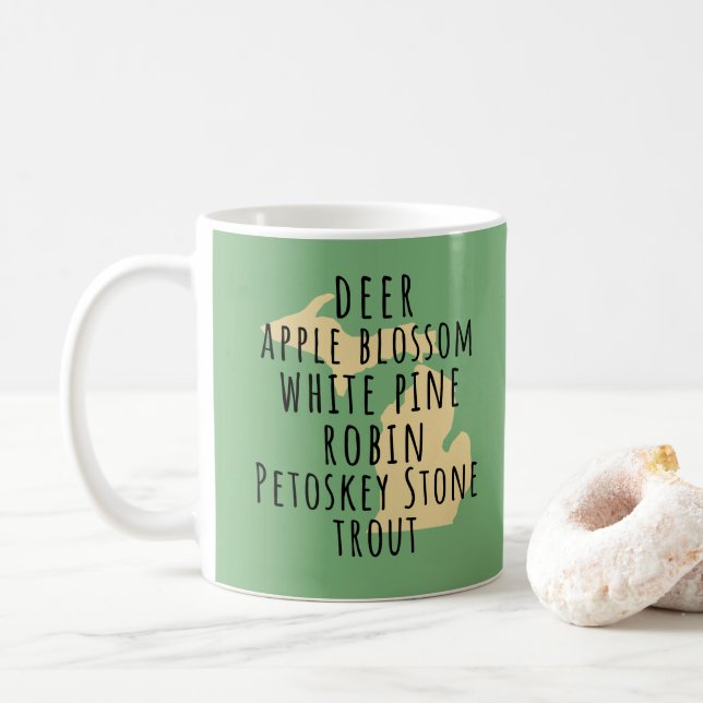 Michigan State Symbols Coffee Mug (With Donut)