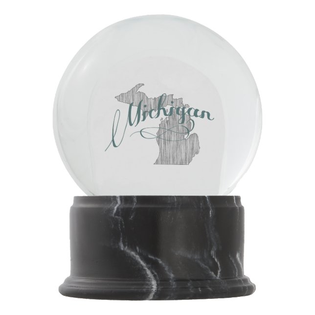 Michigan State Typography Snow Globe (Front)