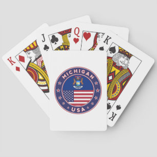 Michigan sticker, phone case, bag, clock playing cards