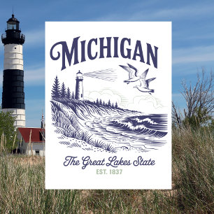 Michigan The Great Lakes State Est. 1837 Postcard