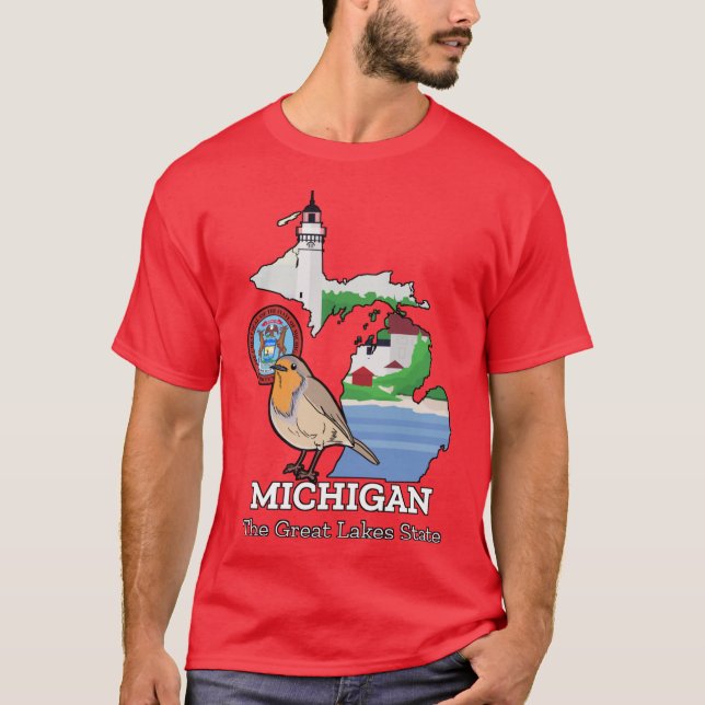 Michigan The Great Lakes State Oversized T-Shirt (Front)