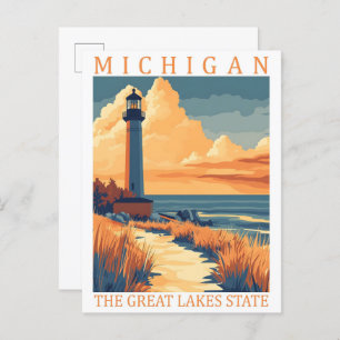 Michigan the Great Lakes State USA Travel Place Postcard