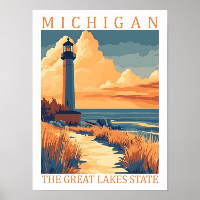 Michigan the Great Lakes State USA Travel Place Poster (Front)