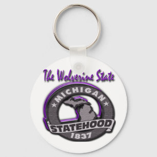 Michigan The Wolverine State Mich Statehood Key Ring