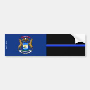 Michigan Thin Blue Line Flag Bumper Sticker