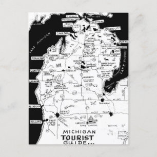 Michigan tourist Map Postcard