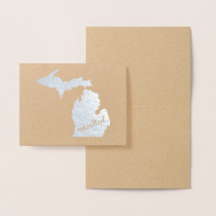 Michigan Typography  Michigan State Map Unsalted Foil Card