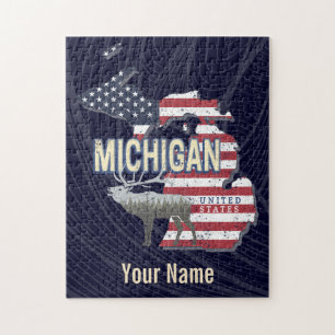 Michigan United States Retro State Map Vintage USA Jigsaw Puzzle