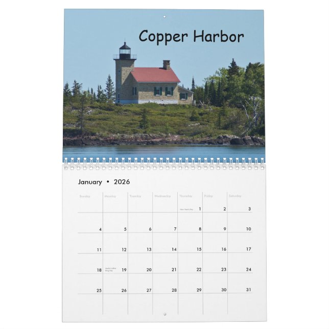 Michigan Upper Peninsula Lighthouses Calendar (Jan 2026)