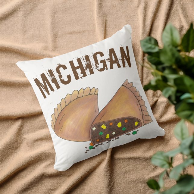 Michigan Upper Peninsula Pasty Meat Pie Foodie Cushion (Michigan Pasty Pillow)