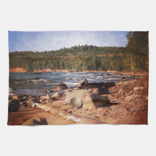 Michigan Upper Peninsula Shoreline Tea Towel