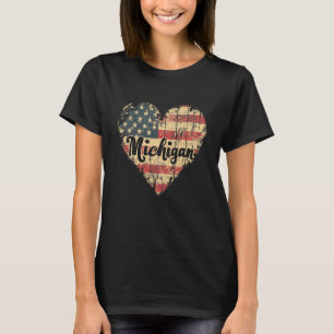 Michigan -USA American Flag 4th of July - Heart Vi T-Shirt