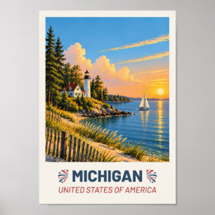 Michigan USA – Vintage Travel Poster