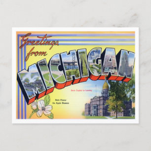 Michigan Vintage Big Letters Postcard