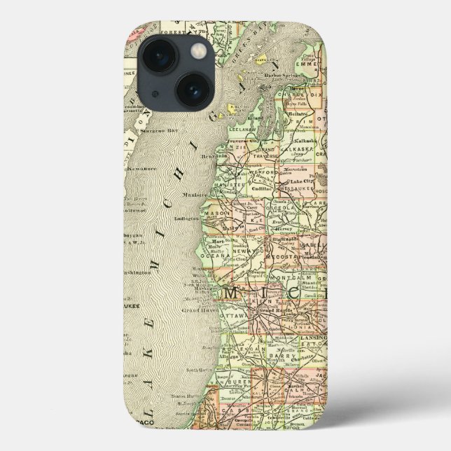 Michigan Vintage Map Case-Mate iPhone Case (Back)