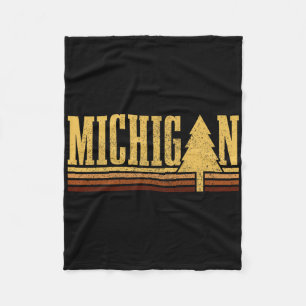 Michigan Vintage Tree State Pride Camping Hiking M Fleece Blanket