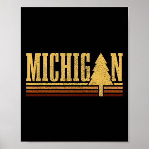 Michigan Vintage Tree State Pride Camping Hiking M Poster