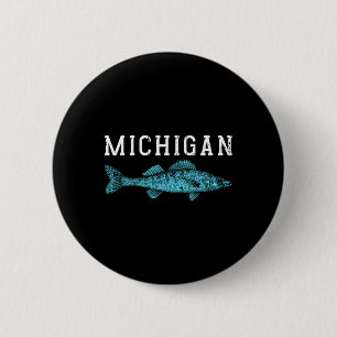 Michigan Walleye Fishing Fisherman Angler Midwest  6 Cm Round Badge