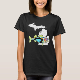 Michigan Walleye Fishing Freshwater Fisherman Wall T-Shirt