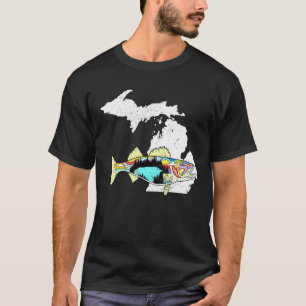 Michigan Walleye Fishing Freshwater Fisherman Wall T-Shirt