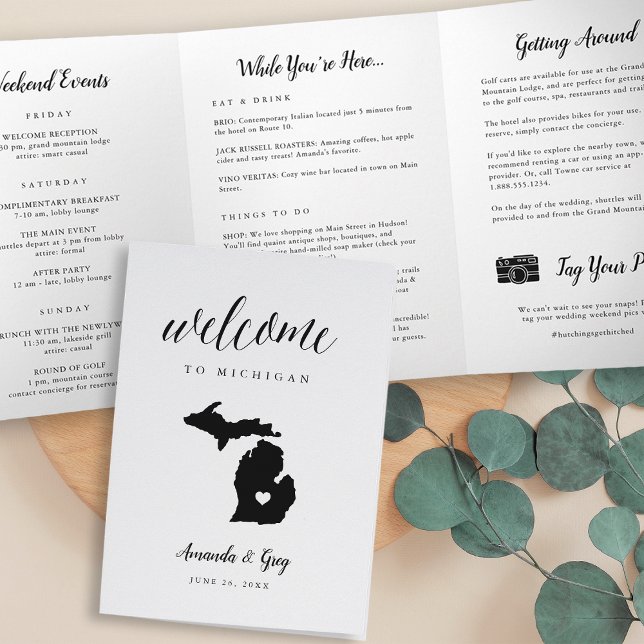 Michigan Wedding Welcome Letter & Itinerary Tri-Fold Programme (Creator Uploaded)