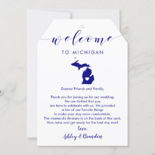 Michigan Wedding Welcome Tag Letter Itinerary Navy