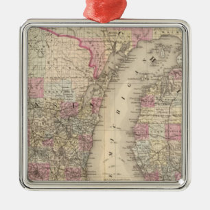 Michigan, Wisconsin Metal Tree Decoration