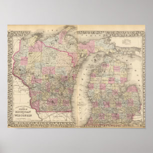 Michigan, Wisconsin Poster