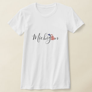 Michigan with Flag Graphic T-Shirt
