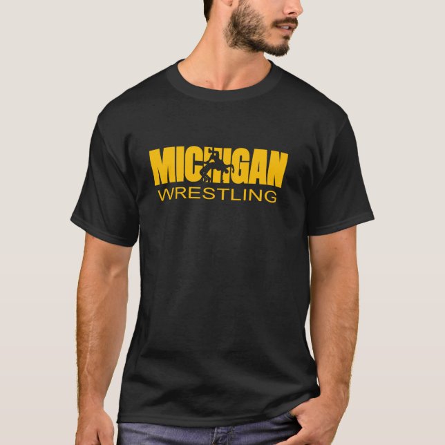 Michigan Wrestling Freestyle Wrestler MI The Wolve T-Shirt (Front)