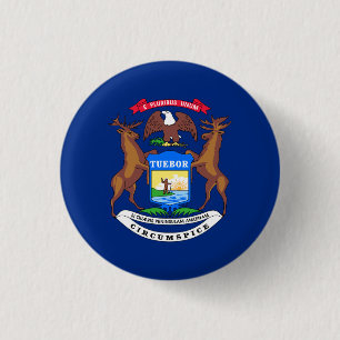 Michigander Flag, Flag of Michigan 3 Cm Round Badge