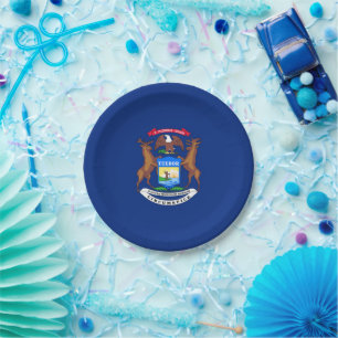 Michigander Flag, Flag of Michigan Paper Plate
