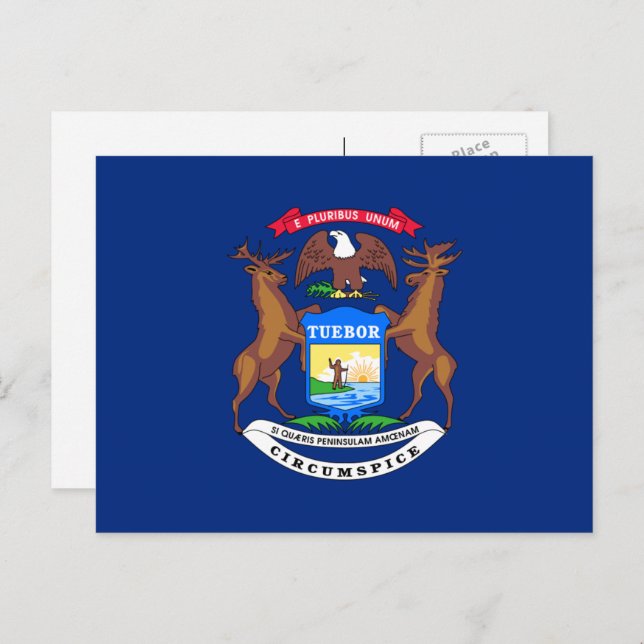Michigander Flag, Flag of Michigan Postcard (Front/Back)