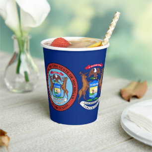 Michigander Flag & Seal, Flag of Michigan Paper Cups