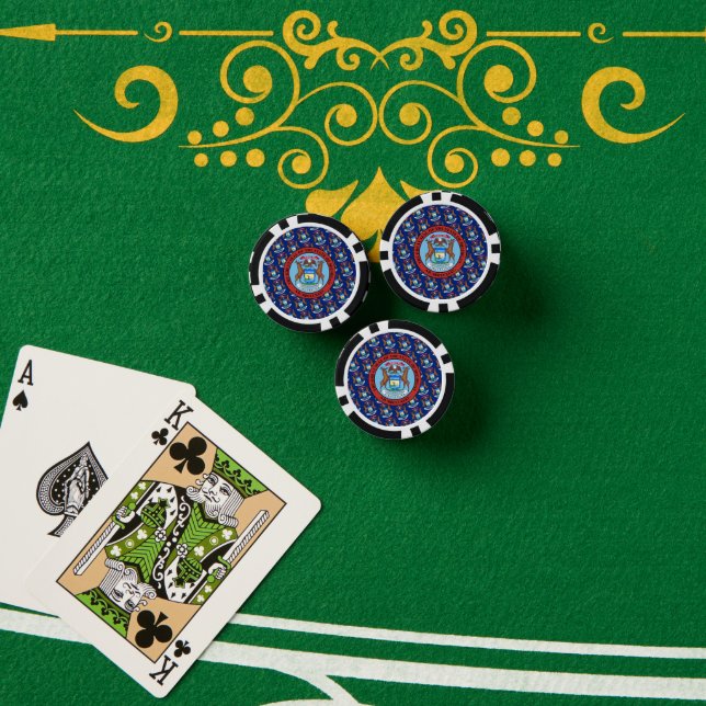 Michigander Flag & Seal, Michigan Poker Chips (Poker Table (Stack))