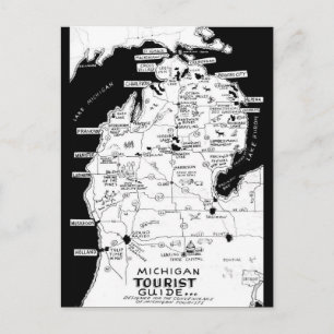 Michigan's Tourist Map  Postcard