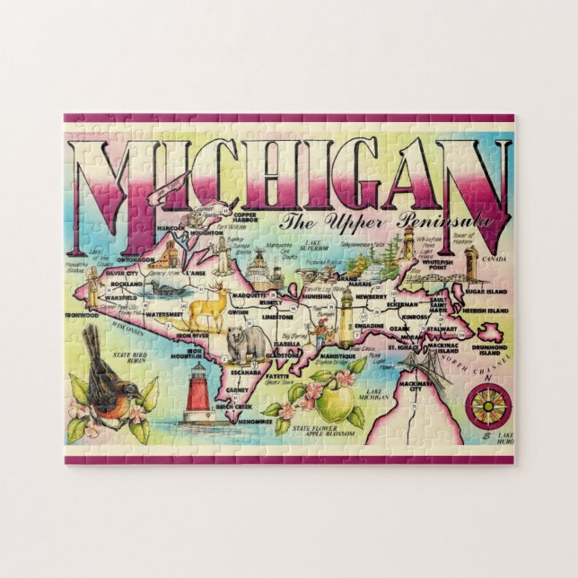 Michigan's Upper Peninsula Map Jigsaw Puzzle (Horizontal)