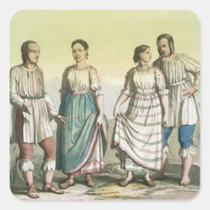 Michoacan Indians in Traditional Costume, Mexico ( Square Sticker