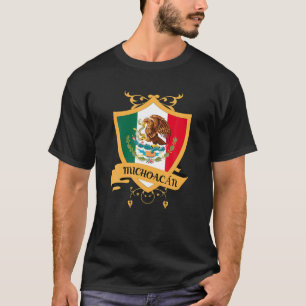Michoacan Mexico Gold Crest, Mexican Flag Souvenir T-Shirt