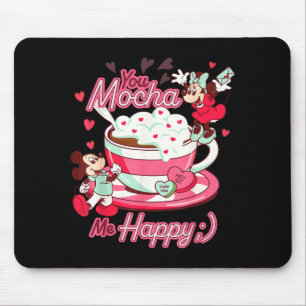 Mickey & Minnie Valentine's Day You Mocha Me H Mouse Pad