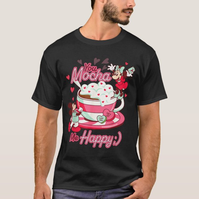Mickey &amp; Minnie Valentine's Day You Mocha Me H T-Shirt (Front)