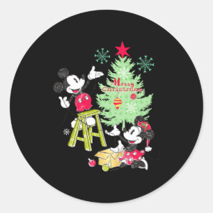 Mickey Minnie Clic Christmas Tree  Classic Round Sticker