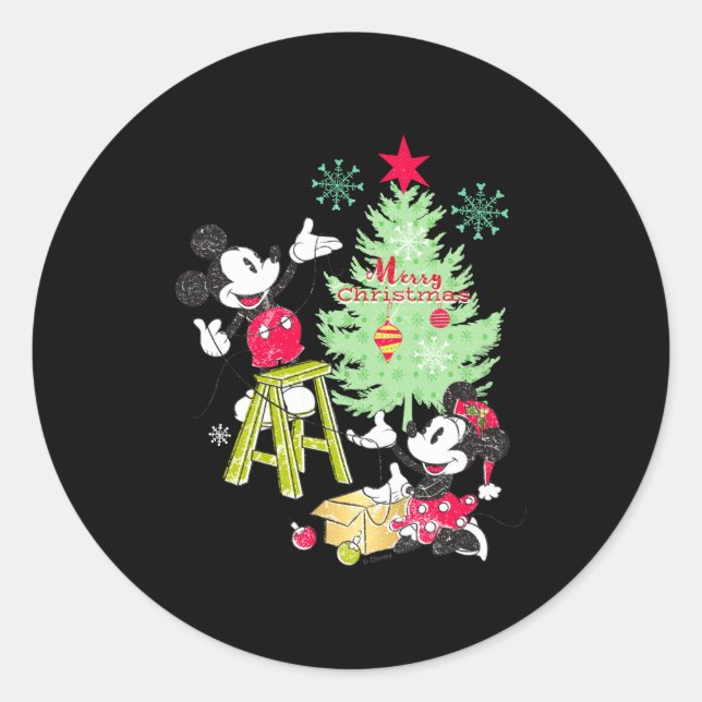 Mickey Minnie Clic Christmas Tree  Classic Round Sticker (Front)