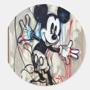 Mickey Mouse Graffiti Art Street Style Paint Classic Round Sticker